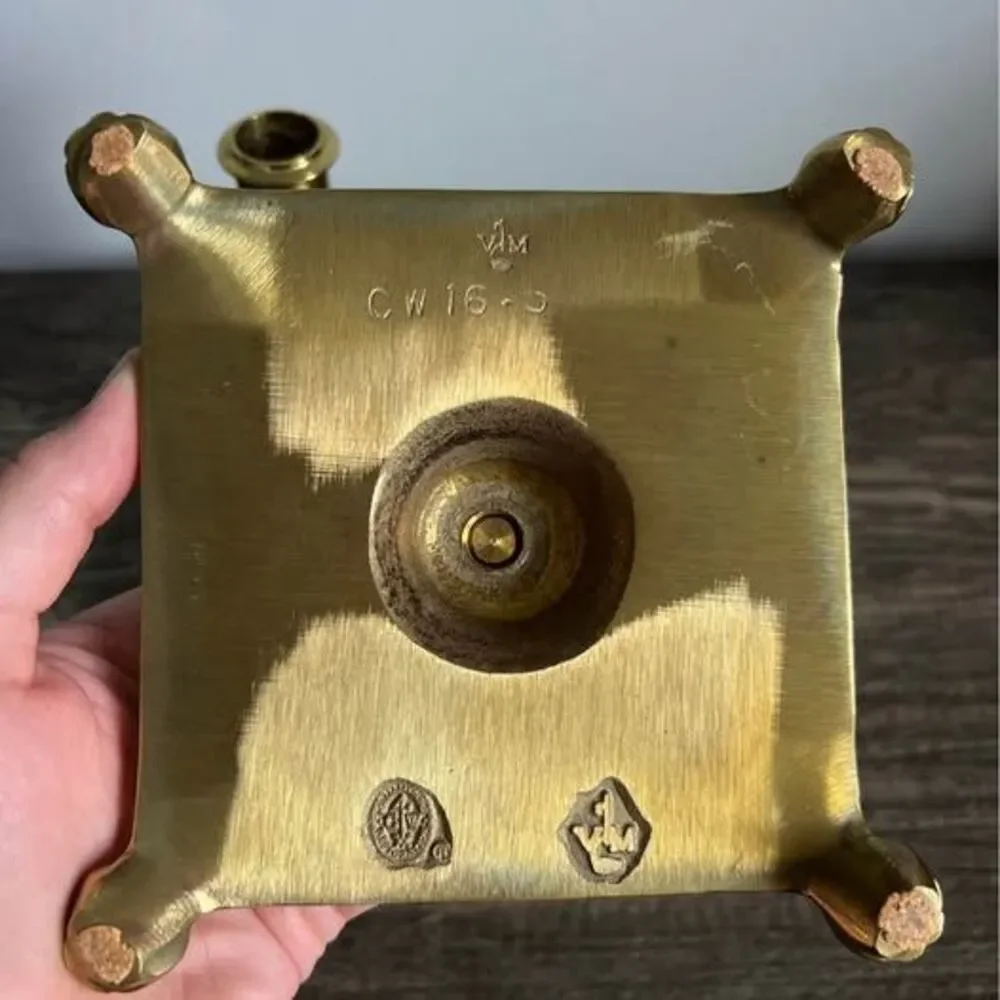 Pair of Vintage Shiny Brass Candle Holders